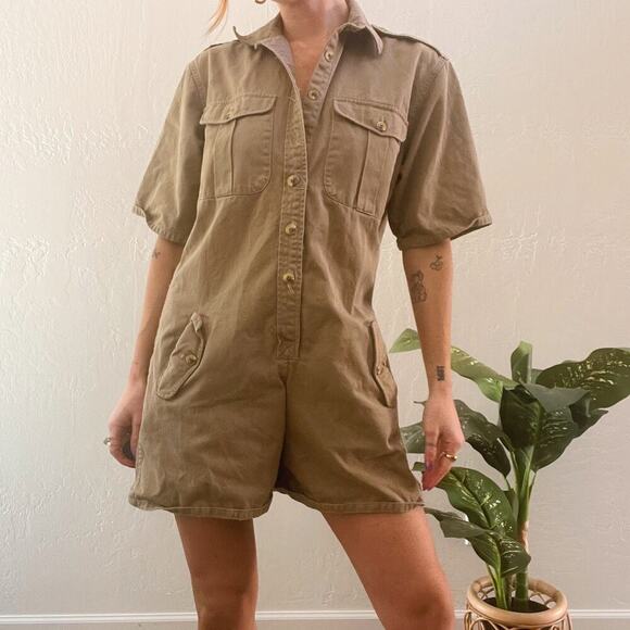 Vintage 1990's Banana Republic Khaki Utility Romper - Picture 6 of 8